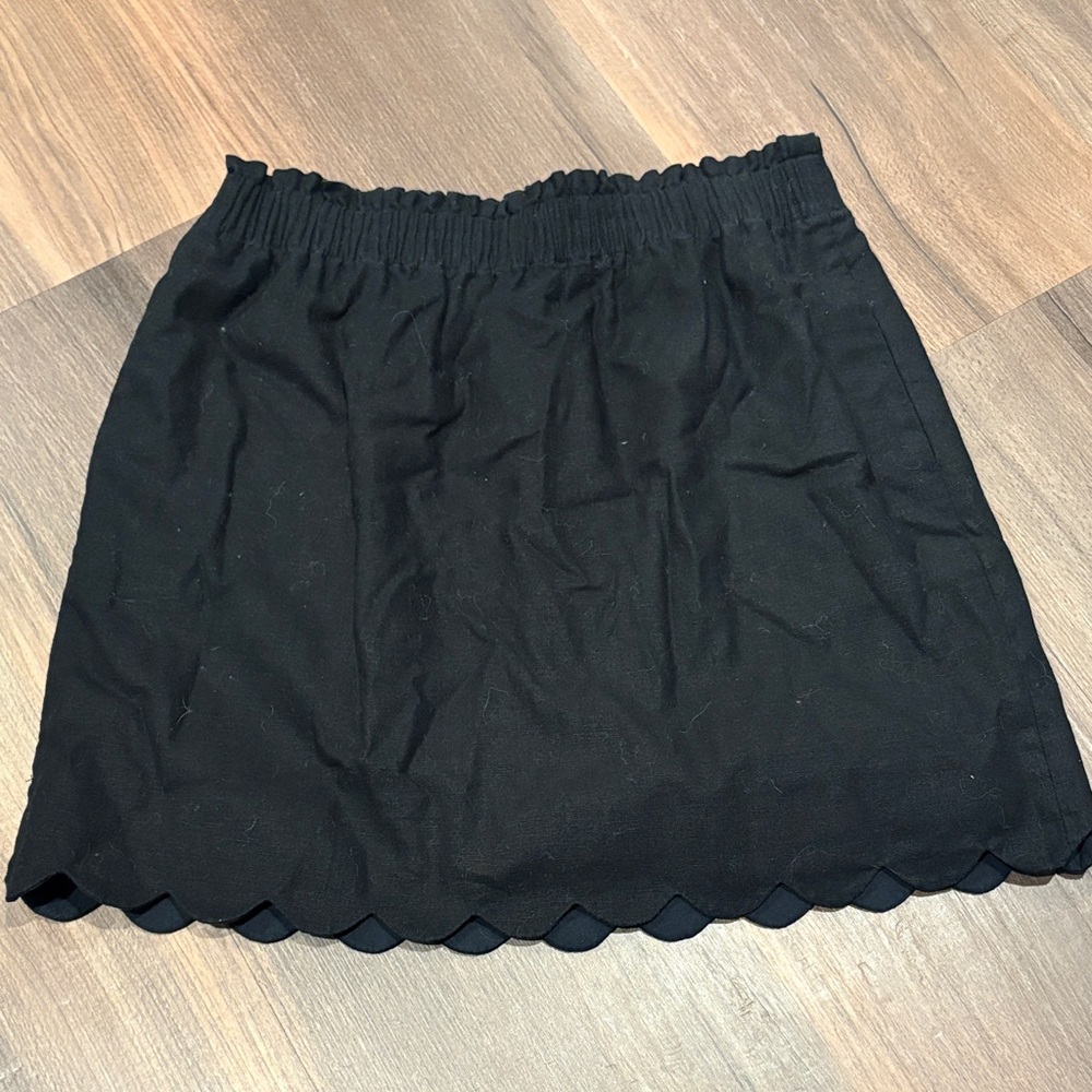 J. Crew Black Mini Skirt with Scalloped Hem